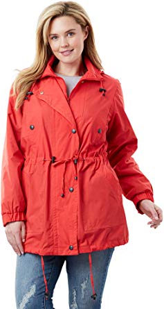 Woman Within Plus Size Women's Plus Size Fleece-Lined Taslon Anorak