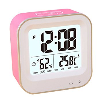 Alarm Clock, PYRUS Time/Date/Temperature Display Rechargeable Travel Alarm Clock for Heavy Sleepers(Random Color)