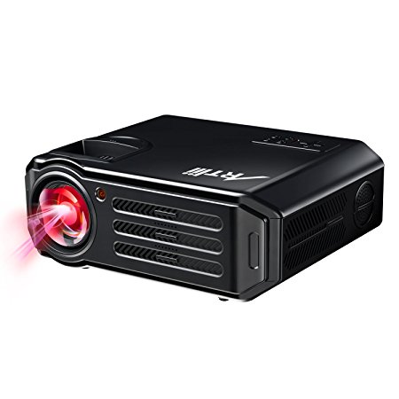 Projector Artlii Portable LED Outdoor HD Projector Overhead Home Theather Movie Video Projector Multimedia to Movies, Home Entertainment Games, Football Matche for Family or Party, Black