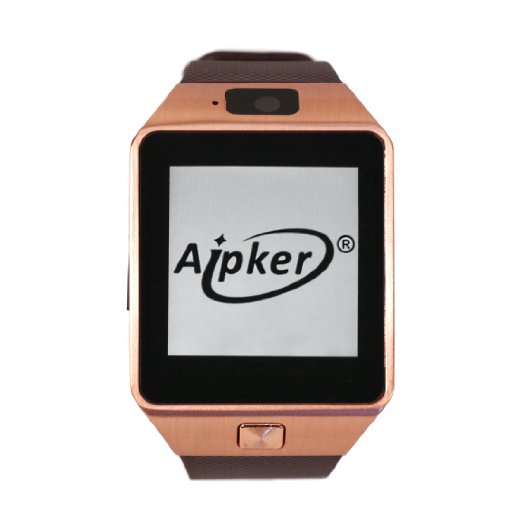 Aipker Touch Screen Bluetooth Smartwatch Phone with Camera SIM TF Card Slot Compatible All Android Smart Phones (Gold)