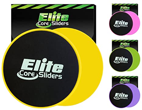 Elite Core Workout Exercise Sliders - Set of 2 Gliding Discs - Dual Sided for Carpet or Hard Floors