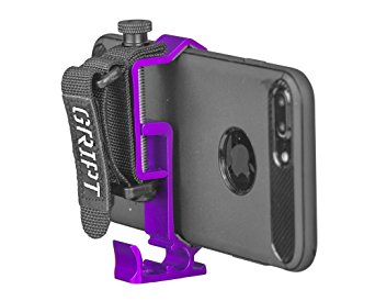 GRIPT Secure Smartphone Tripod Adapter, Phone Hand Grip and Smartphone Accessory Mount - Purple
