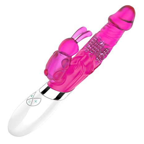 AKStore Adult Sex Toy Waterproof 360 Degree Rotating Glans USB Rechargable Turn Bead Rabbit Vibrator Female G-spot Massager Vibrating Stimulator