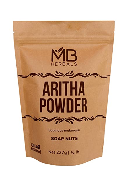 MB Herbals Aritha Powder 227g | Half Pound | 100% Pure & Organic Soap Nut Powder | Natural Hair Shampoo & Conditioner | Sapindus mukorossi