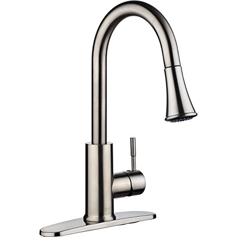 pH7 F03 Kitchen Sink Faucet Hose and Docking System, Brushed Nickel
