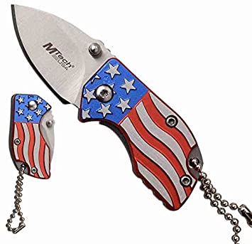 2 Patriot USA Flag Key Chain Folding Knifes
