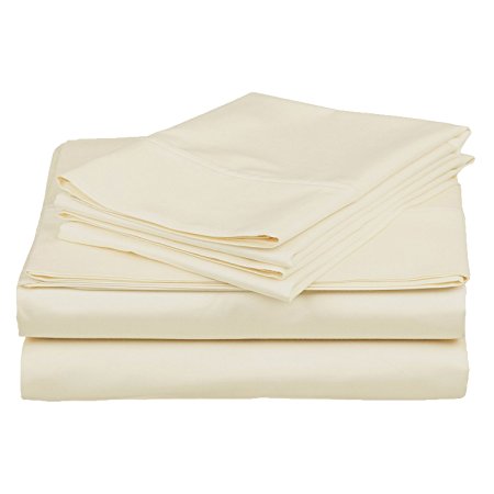 Twin XL Sheet Set 400-Thread 100% Premium Long-Staple Combed Cotton Deep Pocket, Ivory