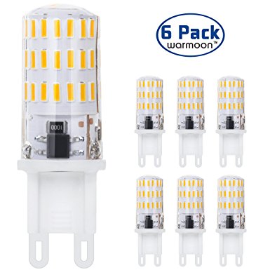 Warmoon G9 LED Light Bulbs, 7W Warm White, 3200K, 4014 SMD 46 LEDs 360 Degree Beam Angle LED Bulbs (Pack of 6)