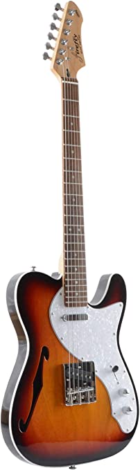 Firefly FFTH Semi-Hollow body Guitar Sunburst Color(White pickguard)