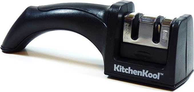 KitchenKool Knife Sharpener, 2 Stage Knife Sharpening System, Black