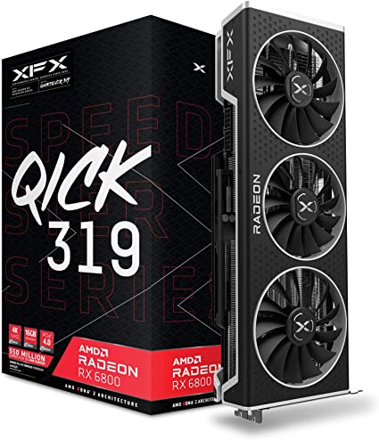 XFX SPEEDSTER QICK319 AMD Radeon™ RX 6800 Core Gaming Graphics Card with 16GB GDDR6 HDMI 3xDP, AMD RDNA™ 2 (RX-68XLALFD9)