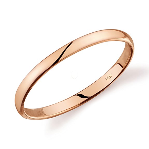 10k Yellow or White or Rose Gold Light Comfort Fit 2mm Wedding Band