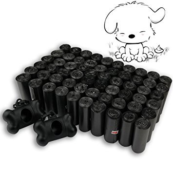 Nicesh 1200 counts Dog Waste Bags, 60 rolls   2 Poop Bag Dispensers with Leash Clip