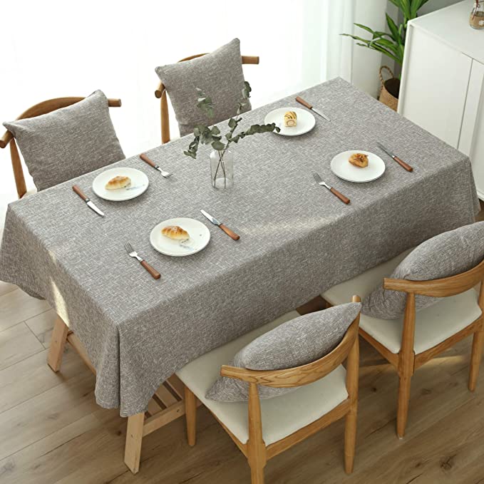 Mrs Sleep Good Cotton Linen Pure Color Table Cloth Dust Cover Table Cover Tablecloth for Kitchen (Gray)