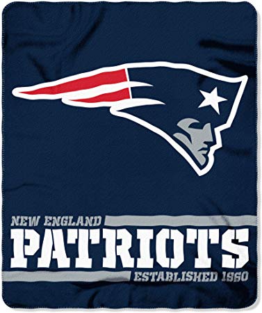 Northwest NFL New England Patriots 50x60 Fleece Split Wide DesignBlanket, Team Colors, One Size