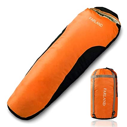 FARLAND Camping Sleeping Bag for Adults Youth Teens Kid with 0 Degree centigrade 20 Degree F Cold Weather Compression Sack Portable 4 Season,Hiking,Waterproof,Traveling, Backpacking and Outdoor