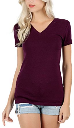 ToBeInStyle Women's Short Sleeve V-Neck Basic T-Shirt