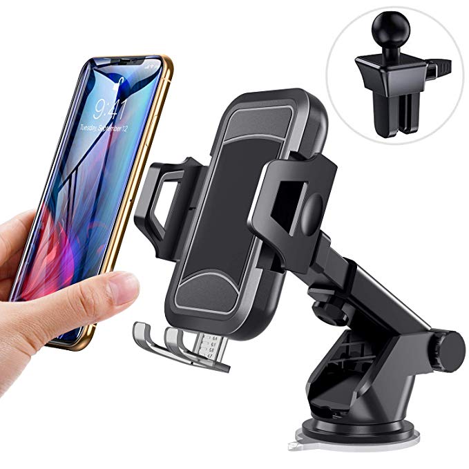 itaomi [Upgrade] Car-Phone-Mount, Dashboard Air Vent Windshield, Handsfree Cell Phone Car Holder Compatible iPhone XR Xs Max Xs X 8 7 6 Plus, Compatible Samsung-Galaxy-S10 S10  S10e S9 S8 S7 etc.