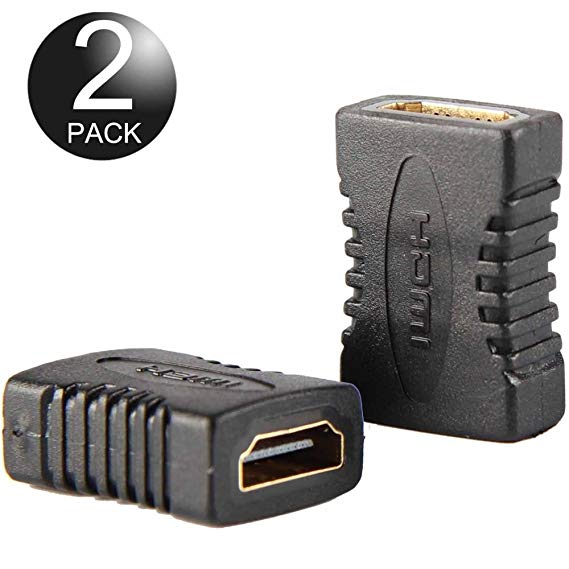 Ganvol (2 Pack) Gold-plated HDMI Female to Female Connector Extender Adapter, 4K / 3D / Full HD 1080p