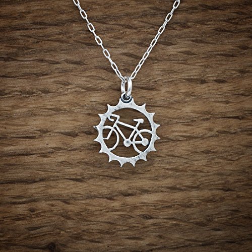 Bicycle Charm - Bike Chainring Charm- Sterling Silver - (Charm, Necklace, or Earrings)