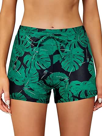 SHEKINI Women's Board Shorts Swimsuits Bottoms Tankini Boy Shorts Swimwear Bathing Suit Briefs Beach Trunks with Liner