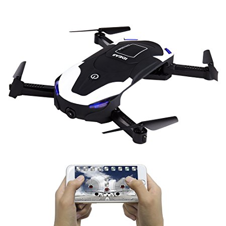 NO CONTROLLER! FPV Mini Pocket Foldable Selfie Drone with 0.3MP HD Camera Live Video Wifi Control,6 Axis RC Quadcopter Toys Altitude Hold With LED Light Controlled by WIFI PHONE