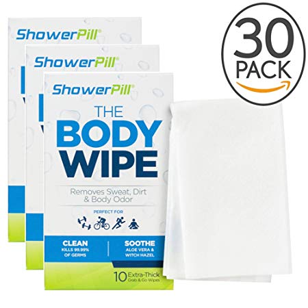 Body Cleaning Wipes with Special Cleansing Solution – Mens Shower Wipes – Special Cleansing Cloths – Camping Wipes for Bathing – 30 Seconds Clean with Body Gym Wipes (30 Pack)