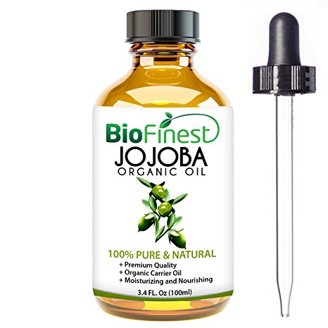 Biofinest Jojoba Oil - 100% Pure Cold-Pressed Unrefined- Certified Organic - Premium Grade - BEST Moisturizer for Face, Nails, Dry Hair & Skin - FREE Glass Dropper - 100ml (3.4 fl.Oz). (100ml)