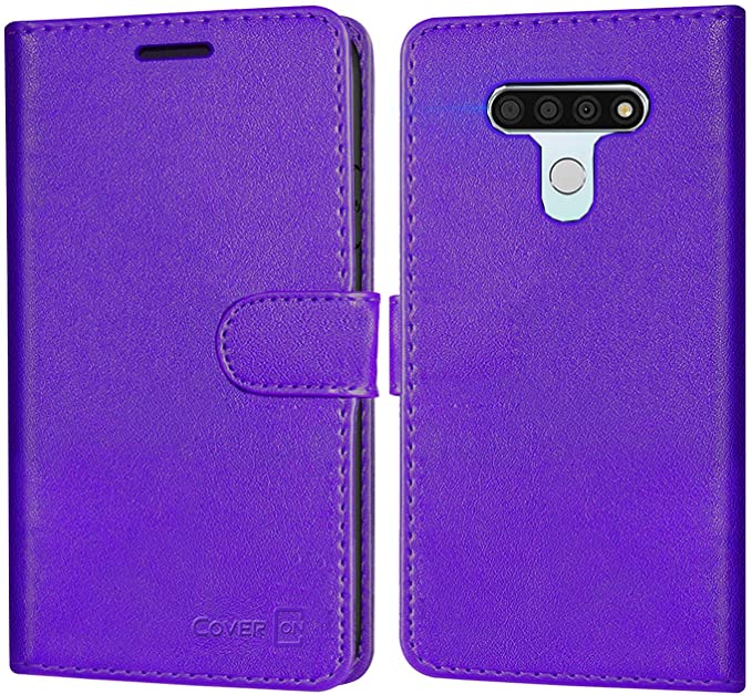 CoverON Wallet Designed for LG STYLO 6 Case, RFID Blocking Flip Folio Stand PU Leather Phone Pouch - Purple