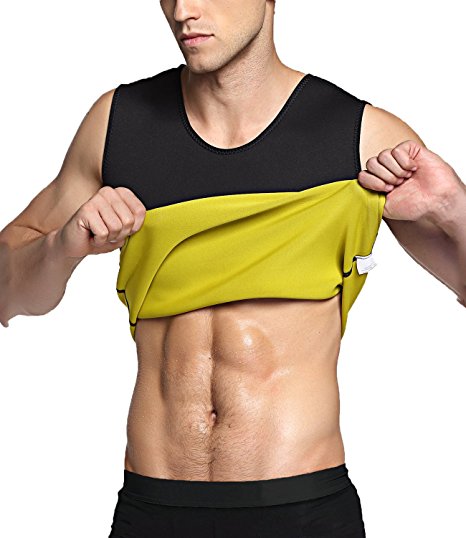 SETENOW Men's Hot Sweat Body Shaper Tummy Fat Burner Tank Top Slimming Vest Weight Loss Shapewear Neoprene No Zip