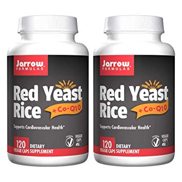 Jarrow Formulas Red Yeast Rice   CoQ10 Supports Cardiovascular Health Dietary Supplement - 120 Veggie Caps (Pack of 2)