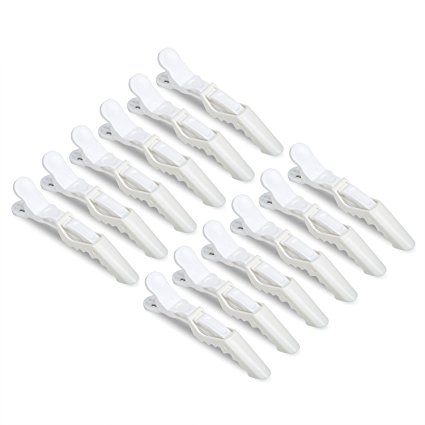 10 Pinup Clips - Professional Non Slip Alligator Hair Clips Double Hinged Design for Easy Salon Styling - Sectioning Crocodile Hair Clip Set with Wide Teeth for Extra Durable Grip (White)