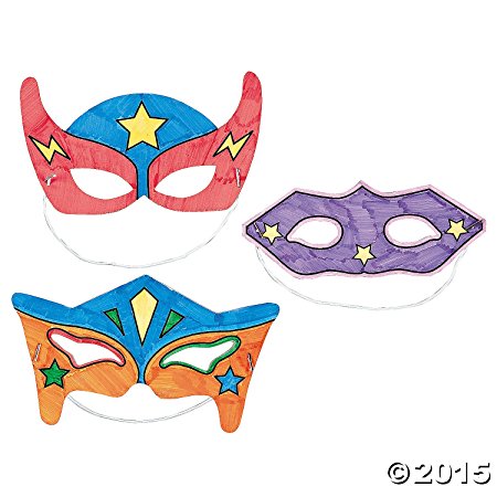 Color-Your-Own Superhero Masks (12 Pack)