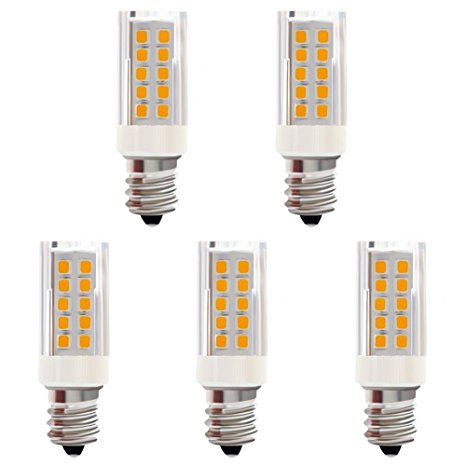 E12 LED Bulb, 5W (40W Incandescent Replacement), Candelabra Edison Screw Base, Warm White 3000K, Pack of 5, KINDEEP