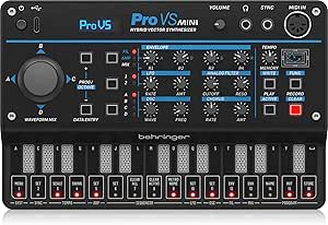 Bellinger PRO-VS MINI Portable Size Hybrid Vector Synthesizer with Built-in Chorus Effect Sequencer/Arpeggiator, 32 Presets, USB Type-C Powered, 5-DIN MIDI Compatible, Analog VCF