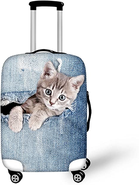 FOR U DESIGNS Trolley Suitcase Cover Denim Cat Elastic Dust Bags Protive Travel Accessories S