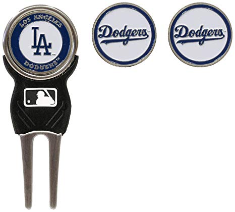 Team Golf MLB Divot Tool with 3 Golf Ball Markers Pack, Markers are Removable Magnetic Double-Sided Enamel