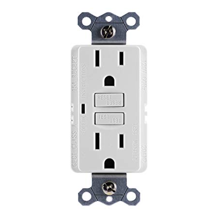 GE GFCI Outlet, 15A, White, In-Wall, UL943, NEC Compliant, Self Test for Optimum Safety, 32073