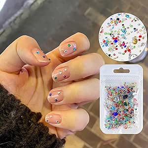 1100pcs Colorful Rhinestones Nail Art Charm, Pointed Bottom Nail Gems Mixed Large Crystal Stone Nail Gems Kawaii Geometric Nail Diamonds Colorful Glass for Jewels Face Decor Bead Nails DIY Decoration