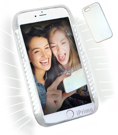 iPhone 6 PLUS SIZE ONLY. *New* LED Lighted Selfie Phone Case - by iPrimo ®. Great for a Selfie and Facetime, Dimmable. White Color.