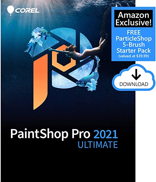 Corel PaintShop Pro 2021 Ultimate | Photo Editing & Graphic Design Software Plus Creative Collection | Amazon Exclusive 5-Brush Starter Pack [PC Download]