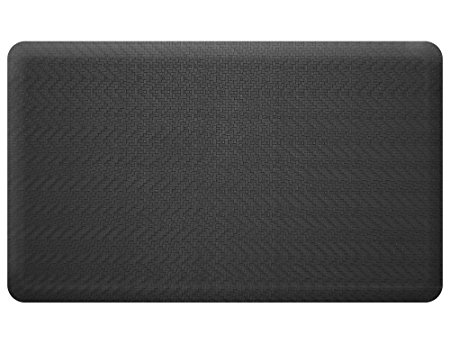 NewLife by GelPro Anti-Fatigue Designer Comfort Kitchen Floor Mat, 18x30”, Modern Sisal Black Stain Resistant Surface with 5/8” thick ergo-foam core for health and wellness