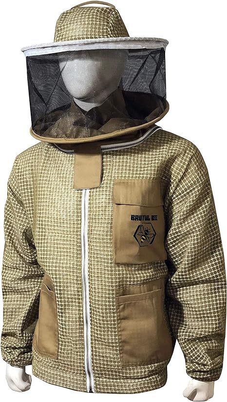 Brutul Bee 3 Layer Beekeeping Ultralight Ventilated Jacket with Round Veil