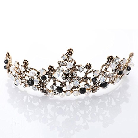 Unicra Vintage Baroque Style Wedding Crystal Tiara Crown for Bride
