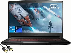 MSI GF63 Thin Gaming Laptop, 15.6" FHD IPS 144Hz Display, 11th Gen Intel 6-Core i5-11400H, GeForce RTX 3050, 32GB RAM, 2TB PCIe SSD, Thunderbolt 4, WiFi6, Backlit Keyboard, PDG HDMI Cable, Win 11 Pro