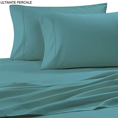 Ultimate Percale 400 Thread Count 100% Cotton Pillow Case Set,2 Piece Set,Bestselling Standard Pillowcases Percale Weave,Classic Z-Hem,Super Soft Finish,Crisp and Cool Pillowcase,Ocean Blue