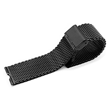 iWonow® 22mm Stainless Steel Watchband Smart Watch Band Strap Bracelet Replacement Accessories for Motorola Moto 360 1st 2014 Smartwatch (1 Gen Milanese Black)