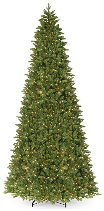 National Tree 14 Foot Feel Real Ridgewood Spruce Slim Tree with 1300 Clear Lights, Hinged (PERG4-315-140)