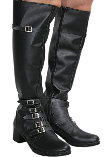 Hotwinds Scarlet Witch Black PU Knee-high Boots Shoes Costume Cosplay Halloween Prop