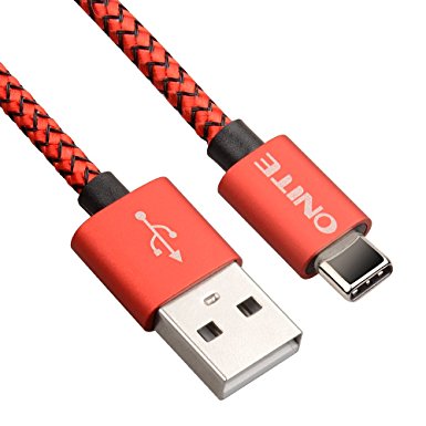 Onite USB Type C Durable Braided Charging Sync Data Cable for Samsung Galaxy S8, Moto Z, LG V20 G5 G6, Google Nexus 5X 6P, Pixel XL, Red-Black